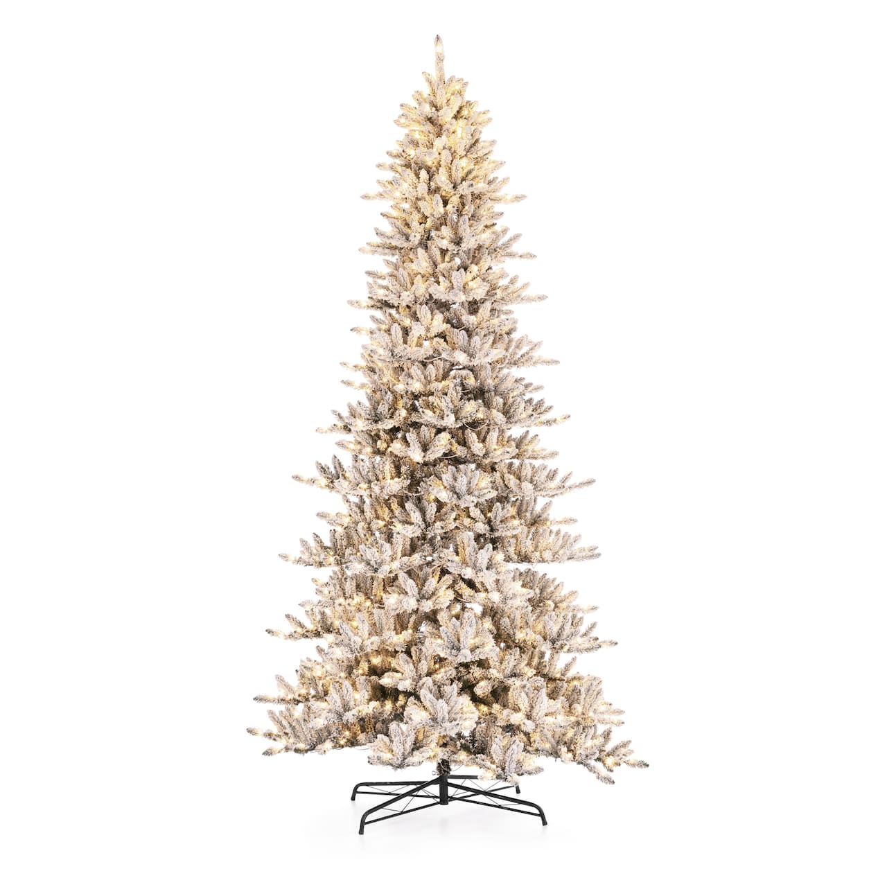 11ft. Pre-Lit Flocked Fir Artificial Christmas Tree, Warm White Lights